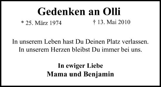 Traueranzeige von Olli   